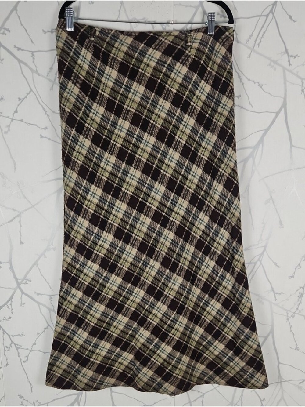 Vintage Plaid Checks Flannel Side Zip Maxi Skirt